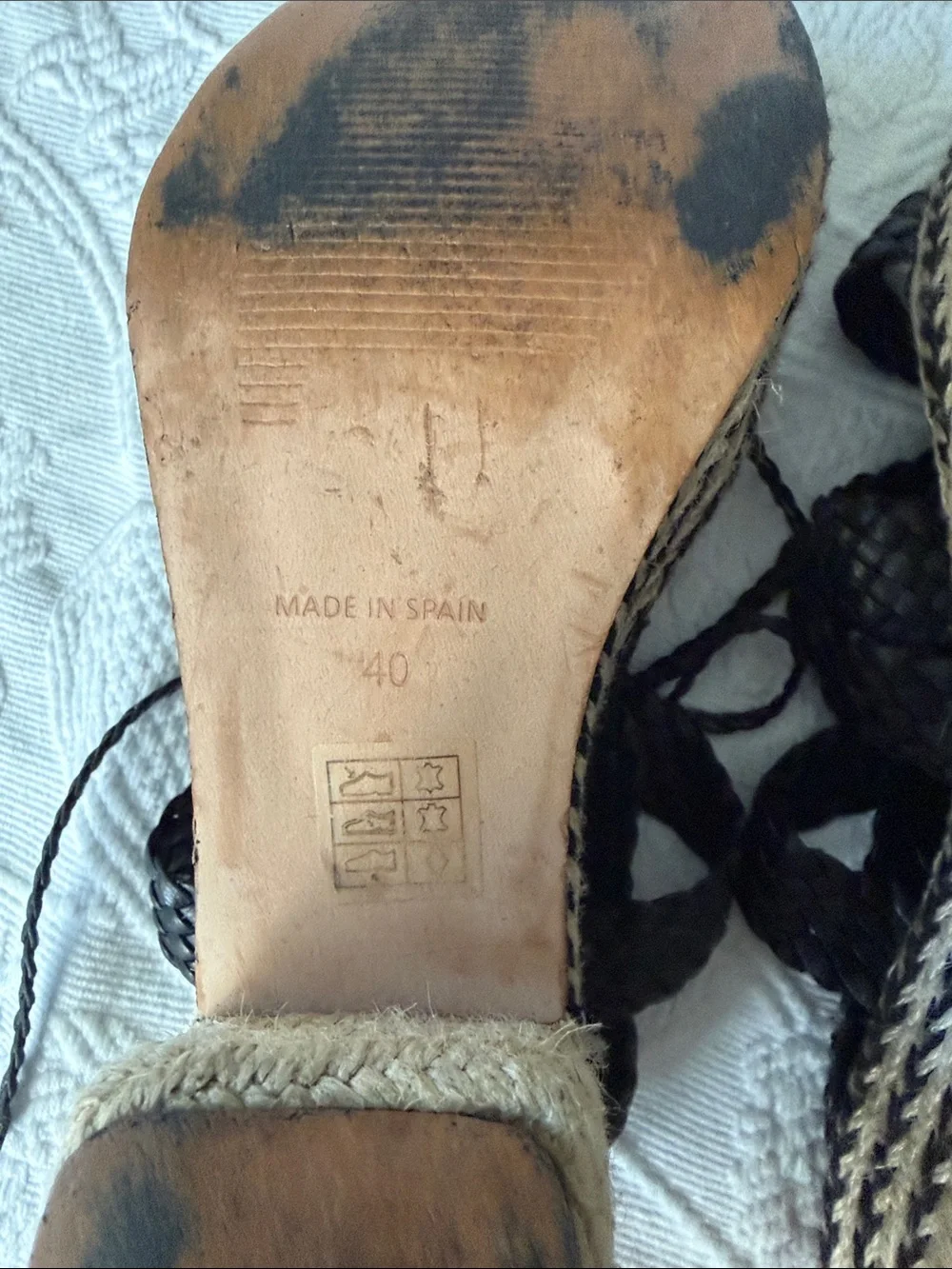 Anthropologie Black Braided Espadrille Platform Wedges